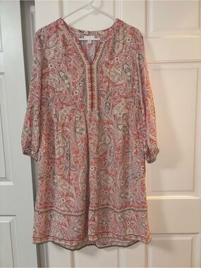 J. Jill Paisley Dress in Coral and Cream